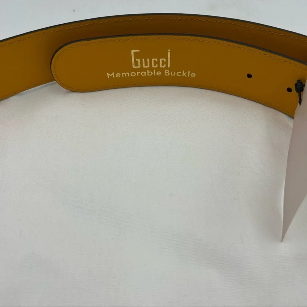 Men’s Gucci, two-tone leather belt, memorable buckle size 100 cm/40 inch